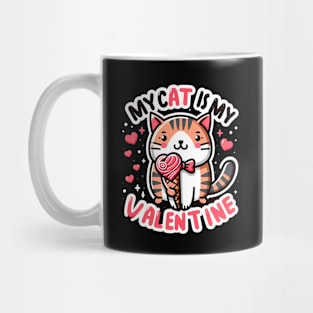 My Cat is My Valentine - Cute Cat with Heart Ice-cream Mug